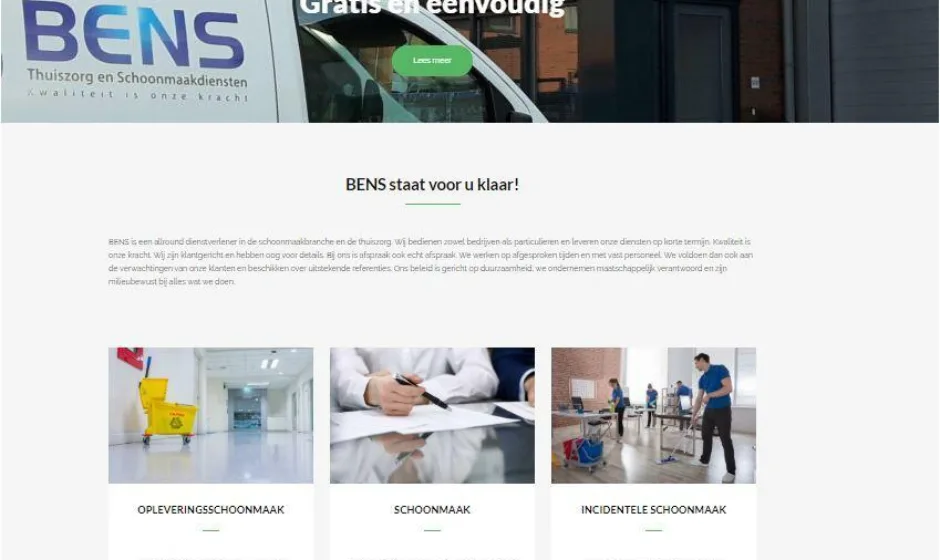 Bens schoonmaak diensten portfolio webburo spring verticaal 1